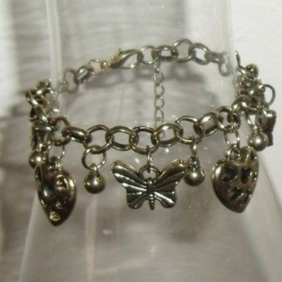 Rare Vintage Antique StyleButterflies Hearts Bracelet W/ Extension